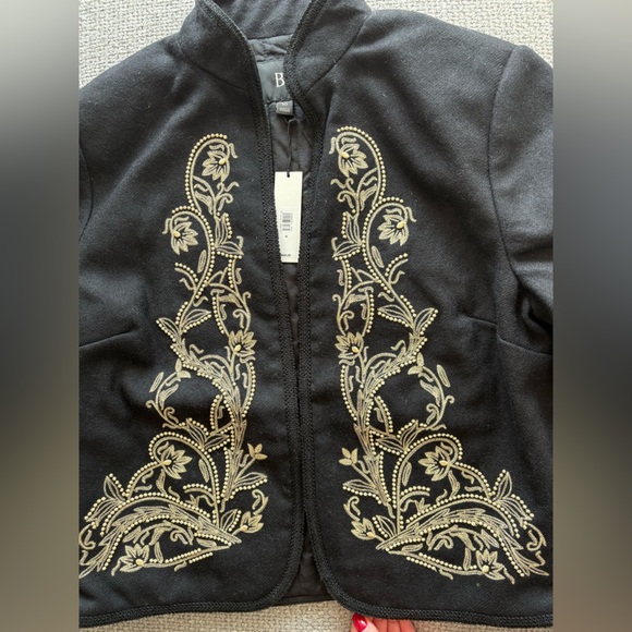 Banana Republic Jadia Embroidered Wool Cropped Jacket - Size 10 - Picture 11 of 15